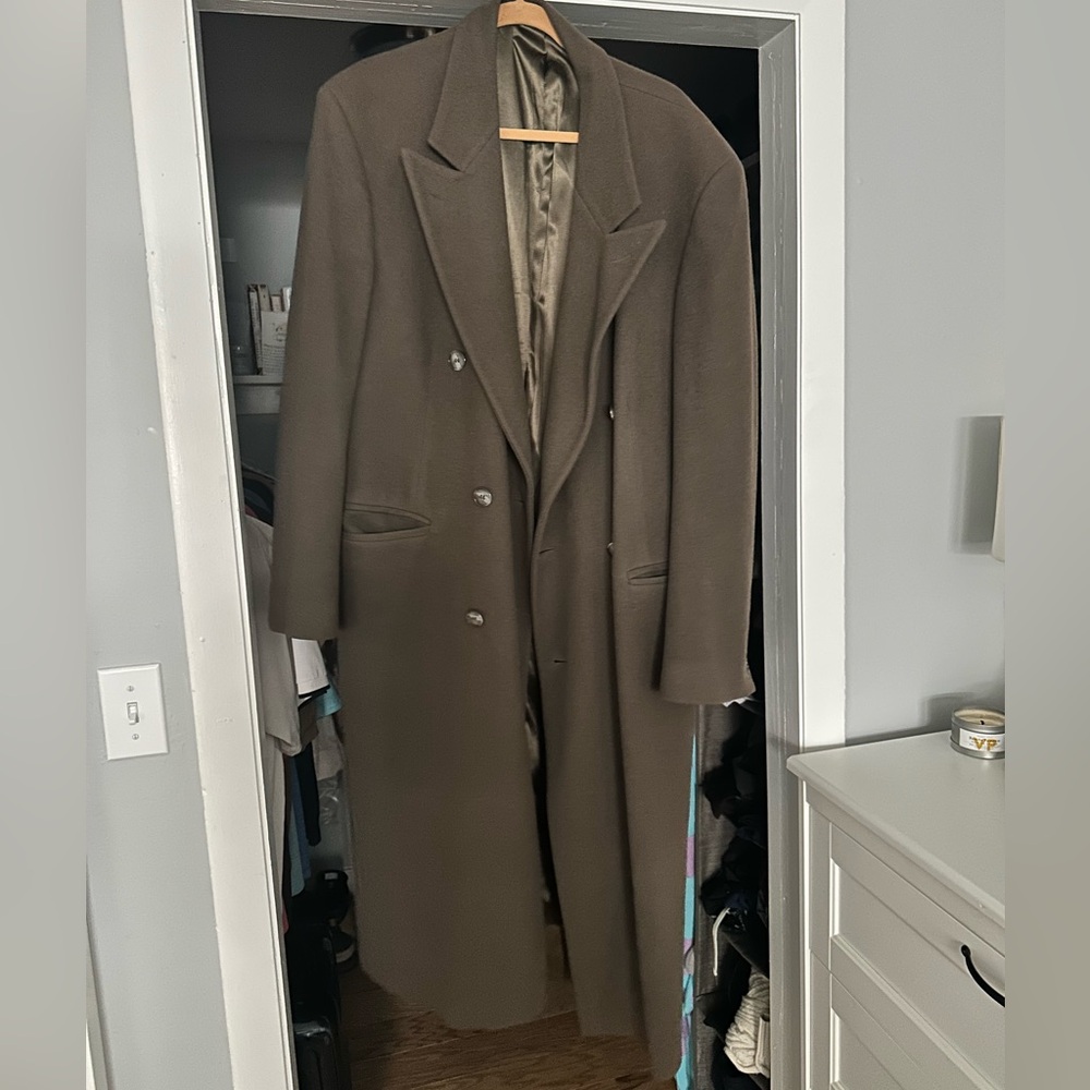 Dior Double-Breasted Long Trench Coat in Dark Brown